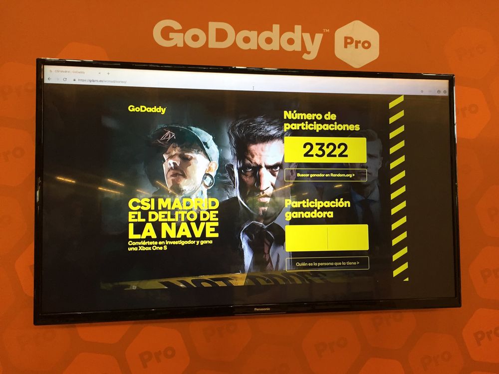 Imagen del patrocinio de GoDaddy Pro en la WordCamp Madrid 2019