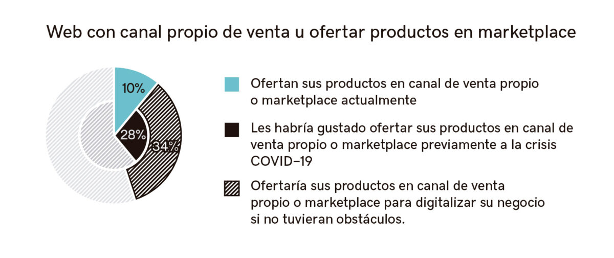 Gráfico complementario empresas canal de venta propio y oferta de productos en marketplace