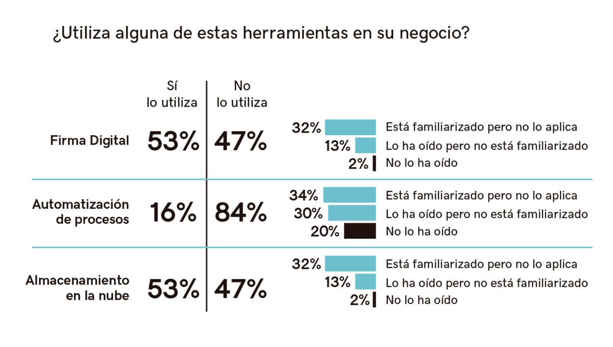 Gráfico uso de herramientas para el negocio.