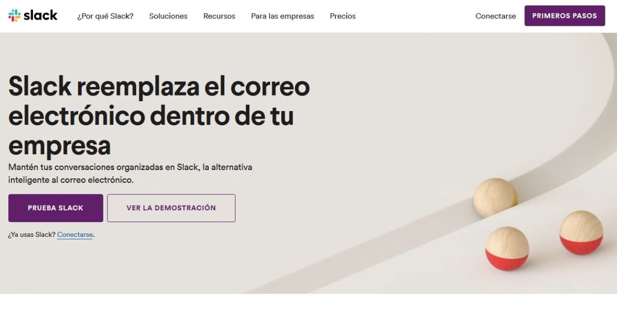 Imagen de la página web de Slack