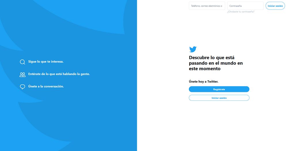 Imagen de portada de la web de Twitter, la red más importante de microblogging