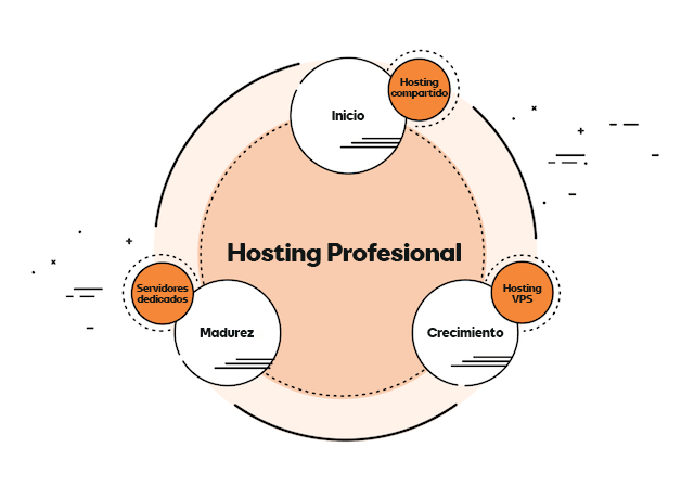 Imagen del ciclo de vida del hosting con Hosting Profesional incluido