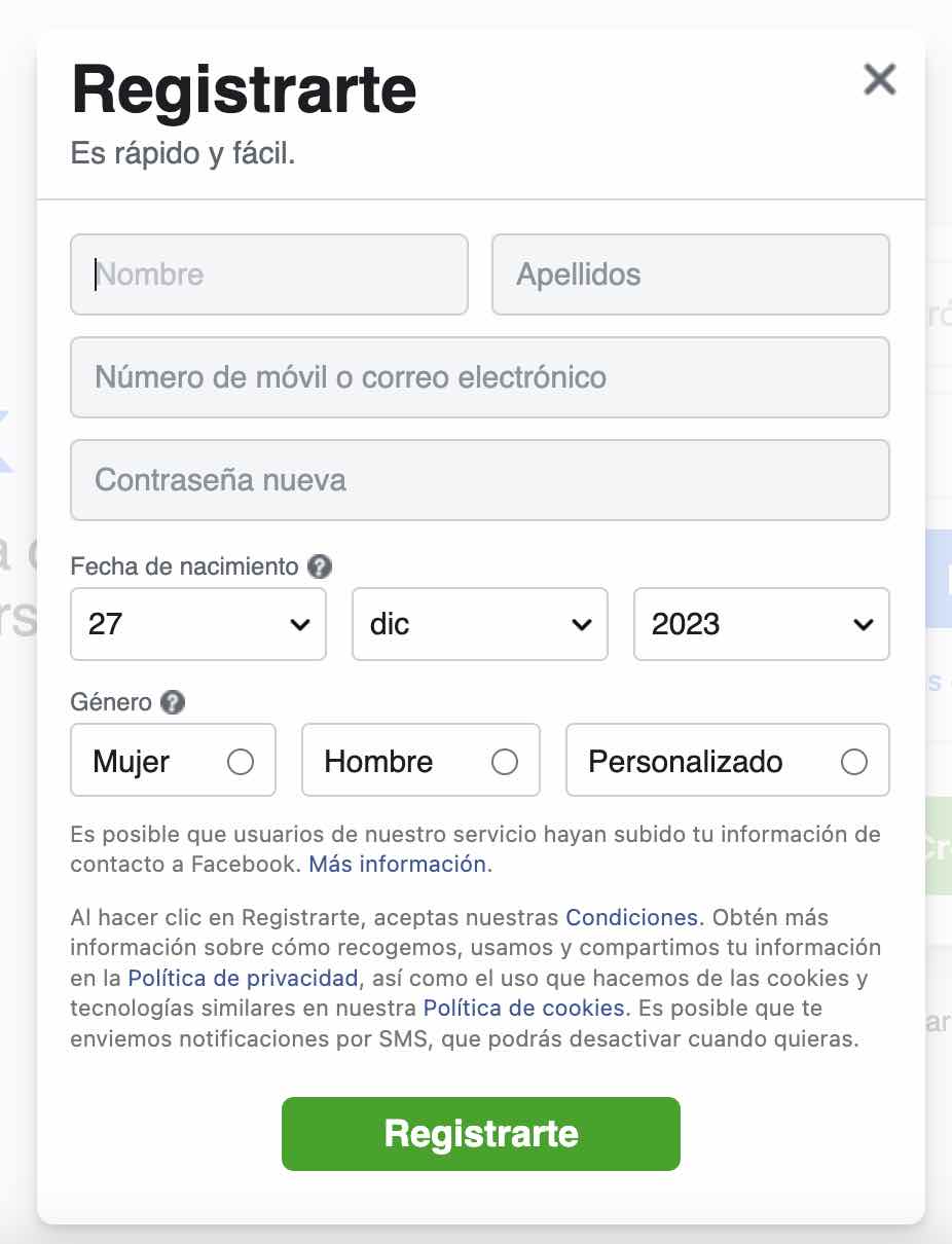 Cómo crear una cuenta de Facebook