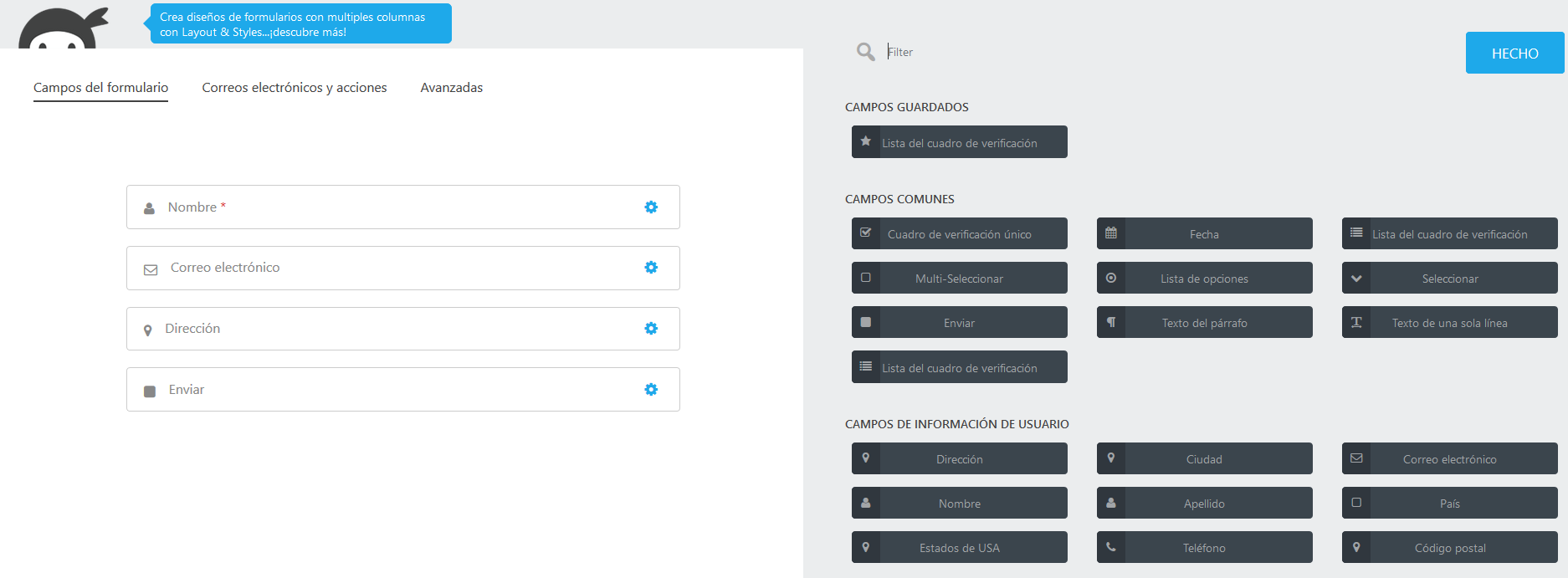 Crear un formulario de contacto con Ninja Forms