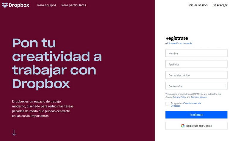 Imagen de portada de la web de Dropbox, la herramienta para guardar todos los documentos de tu empresa