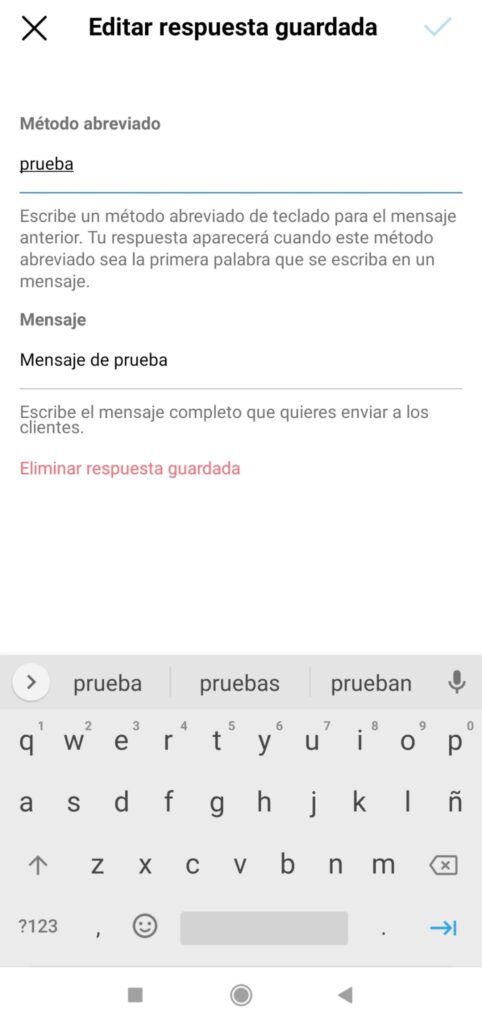 Edita las repuestas rápidas en Instagram
