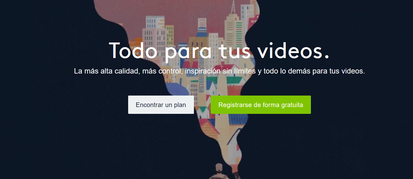 Ejemplo de CTA landing page de Vimeo