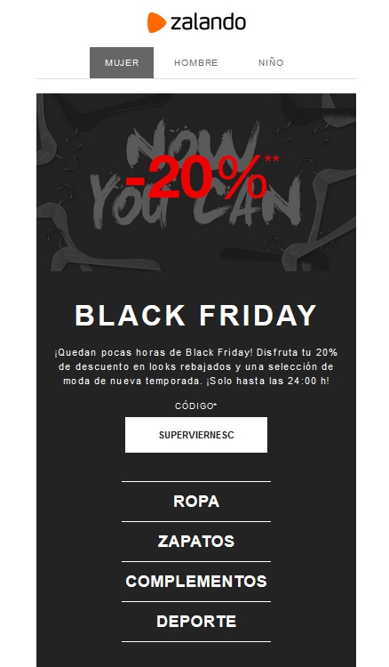 Estrategias de venta: Ejemplo campaña de email para el Black Friday