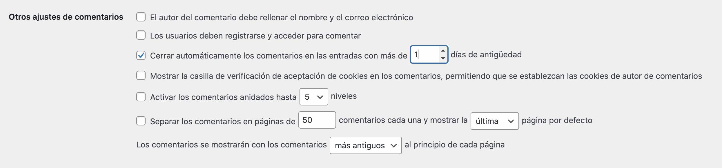 Cómo quitar los comentarios en entradas existentes en WordPress