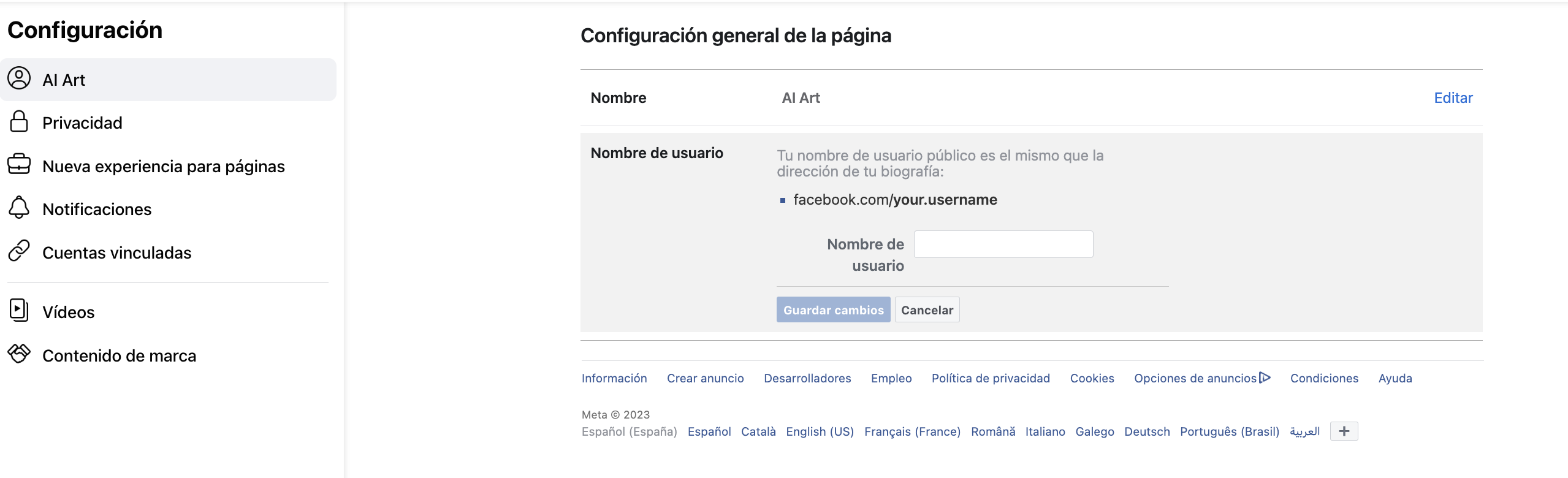 Cómo añadir un nombre de usuario a la página de Facebook