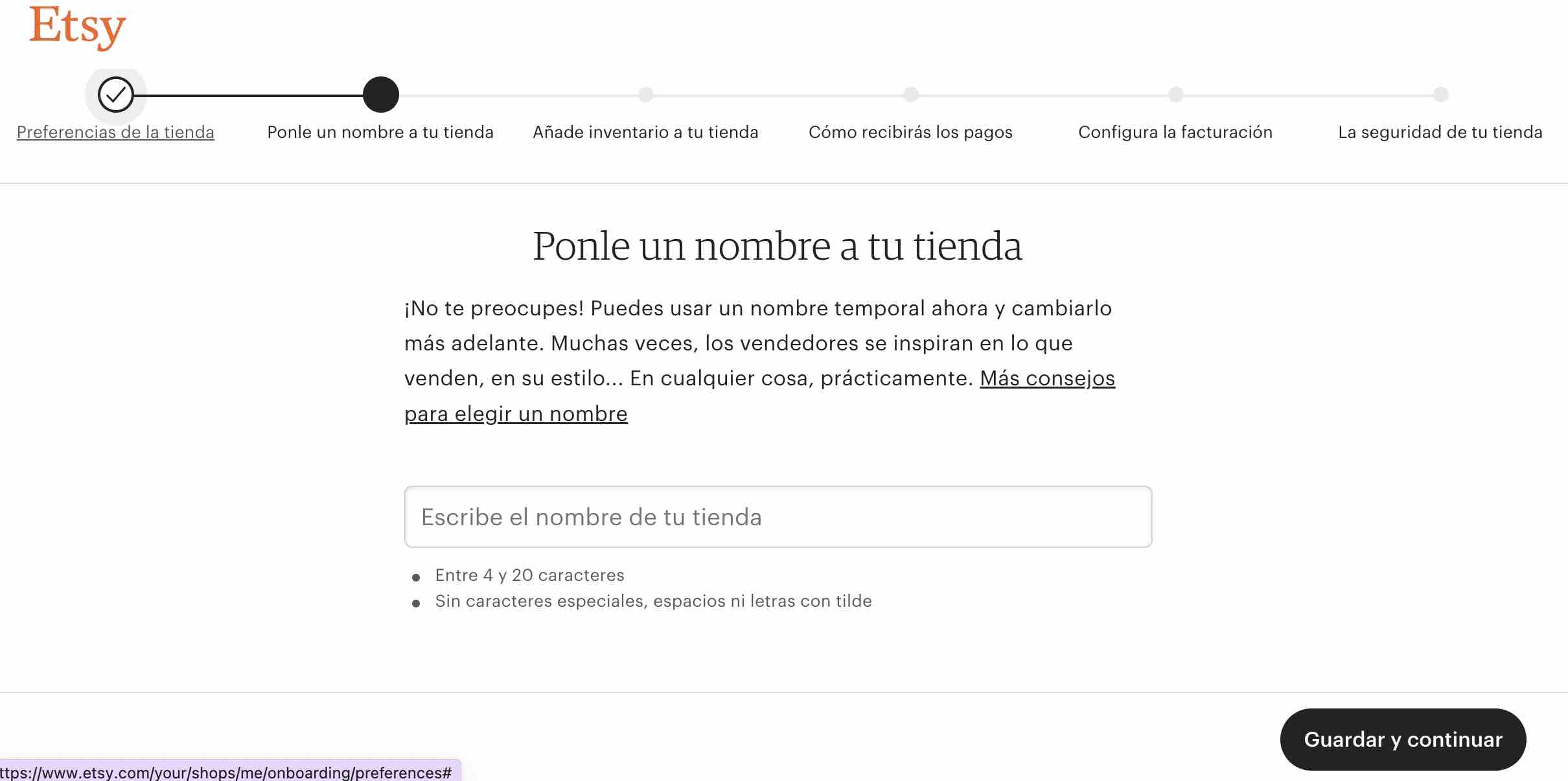 Cómo ponerle nombre a tu tienda en Etsy