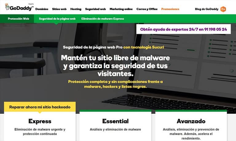 Seguridad de la página web de GoDaddy