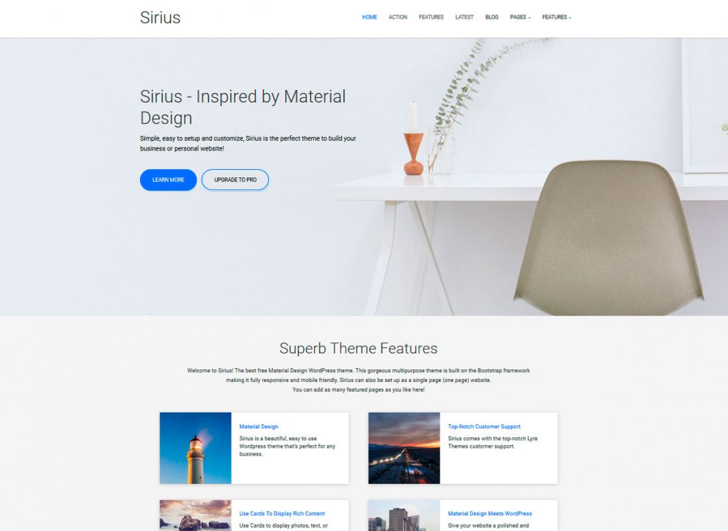 Sirius plantillas landing pages gratis