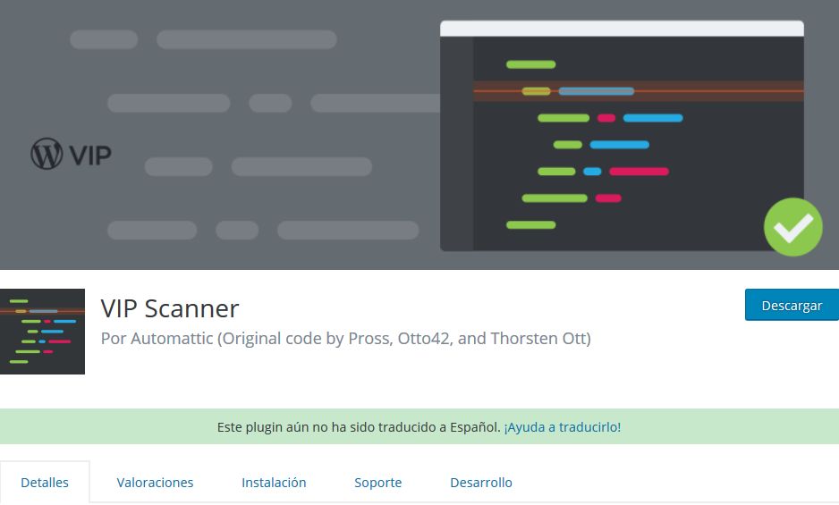 Imagen de VIP Scanner, un plugin WordPress para escanear archivos en un hosting web