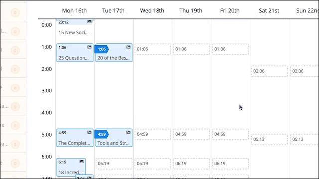 Example of a social media calendar using Buffer