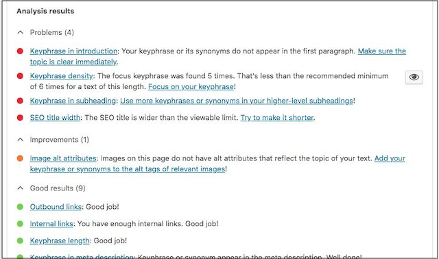 SEO Techniques Yoast Readability Analysis Tool