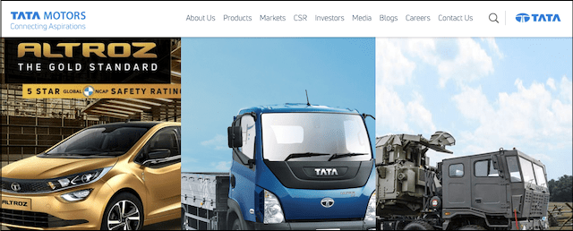 Tata Motors Example of a Corporate Website