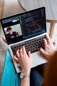 Two women meeting online with video conferencing