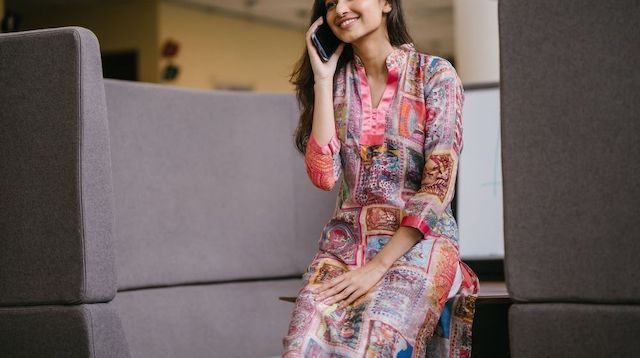 Woman talking on a smartphone