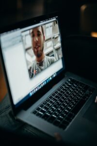 Workplace Safety Video Conference on Laptop