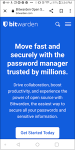 Bitwarden home page