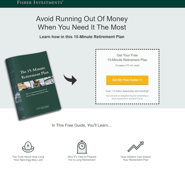 Example squeeze page Fisher Investments