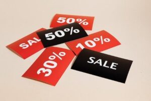 Black and red sale signs