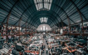 Enormous building packed with vendor stalls