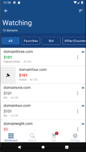 GoDaddy domain investing app