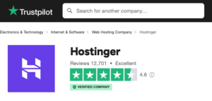 Hostinger Trustpilot ranking