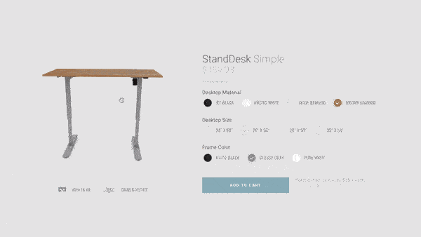 Image from WebVR showing stand desk from every angle