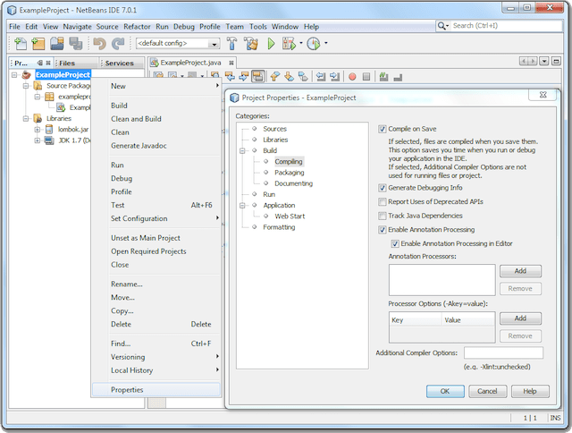 Netbeans example from projectlombok