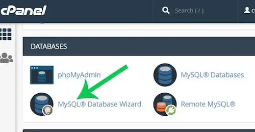 create a database using the MySQL Database Wizard