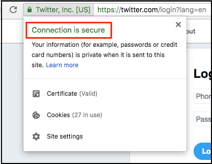 SSL Protection Connection Is Secure Message