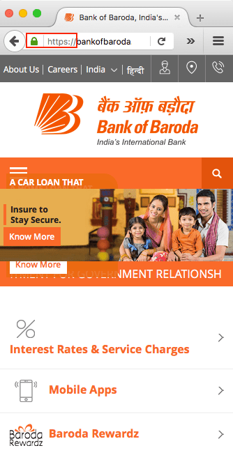 SSL Protocol Bank of Baroda