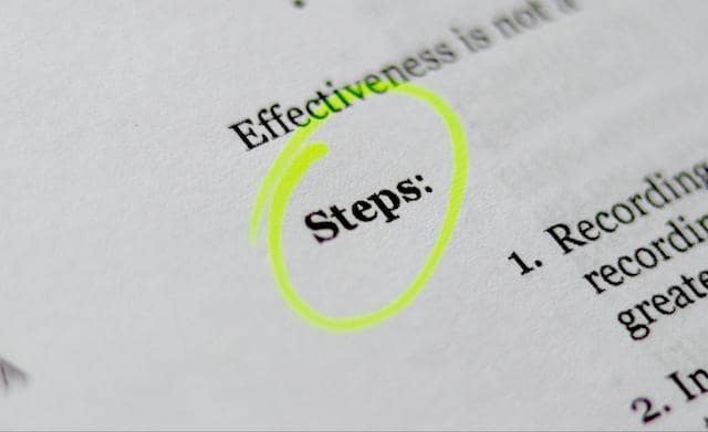 Text with the word &quot;steps&quot; encircled and highlighted