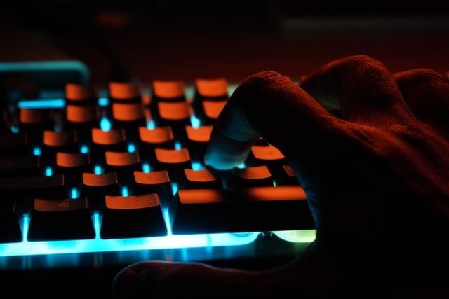 Uplit keyboard in a dark room