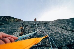 View of person rock climbing