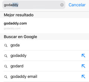 Busca el dominio de GoDaddy