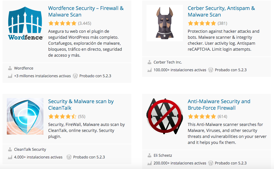 Plugins de seguridad web de WordPress