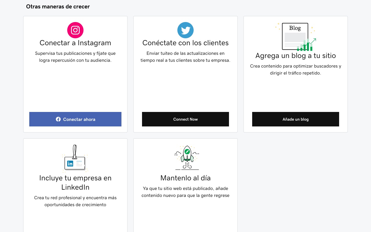 conecta tus redes sociales en Páginas Web + Marketing