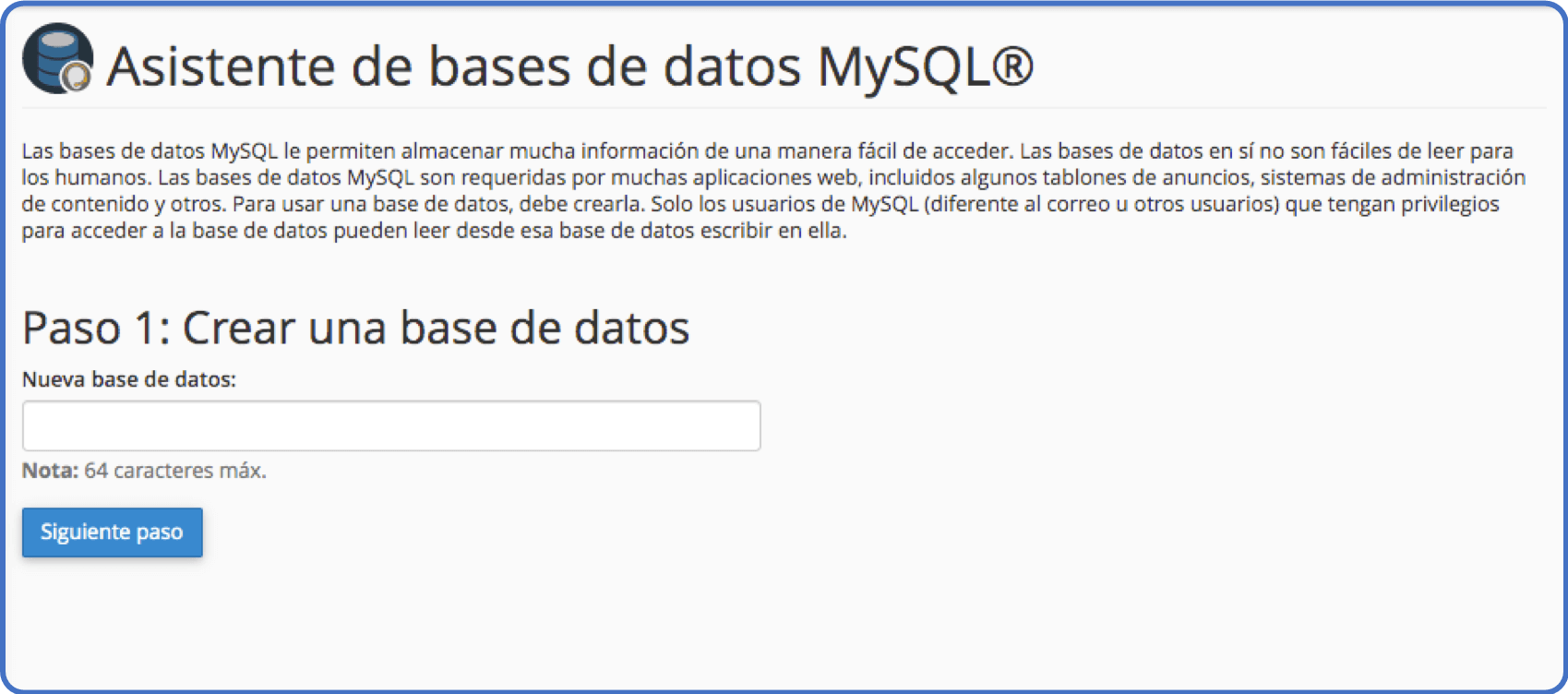 Tips de cPanel: base de datos MySQL