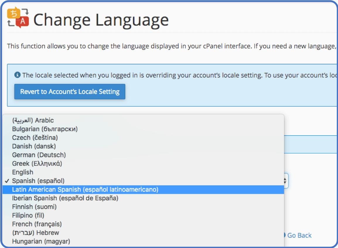 Tips cPanel: cambio de idioma