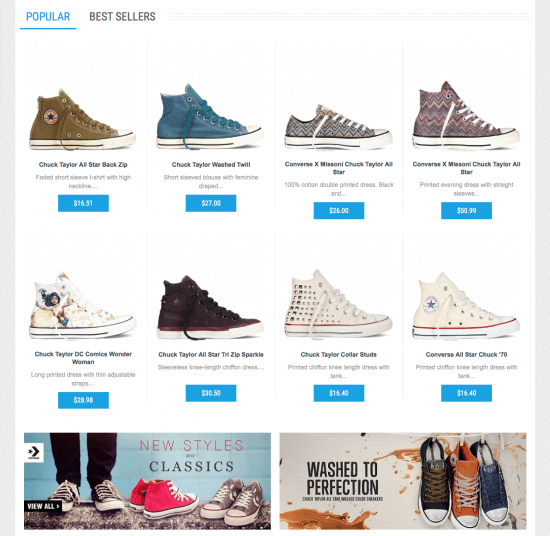 Converse, plantilla gratis para ecommerce PrestaShop