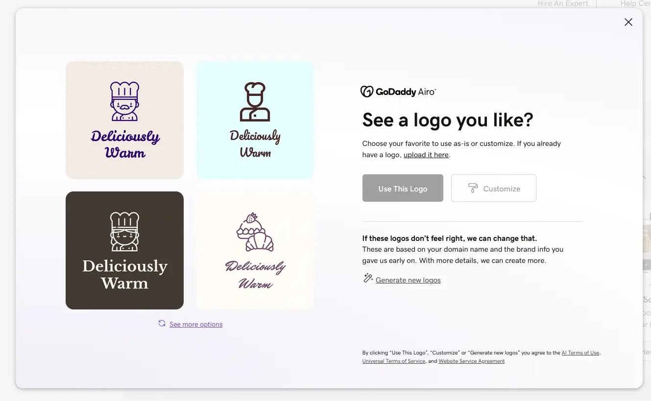 Crea tu logo con IA con GoDaddy AIRO