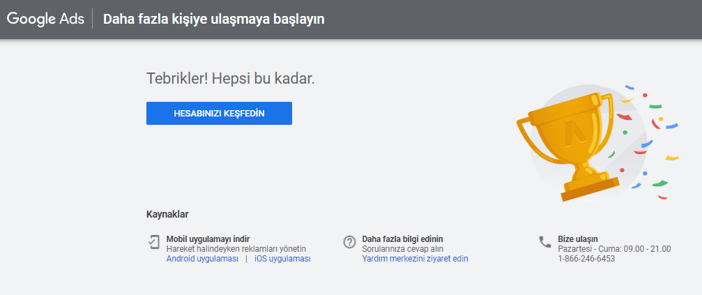 Google anahtar kelime planlayıcı hesap ekranı