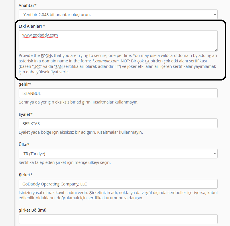 csr form doldurma