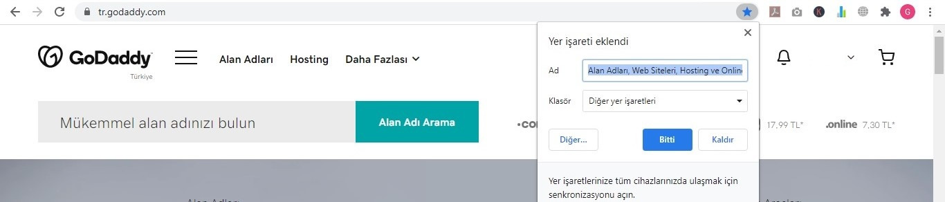 yer işaretleri GoDaddy