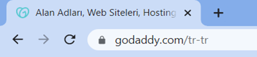 SSL sertifikasıyla korunan GoDaddy URL'sinin ekran görüntüsü