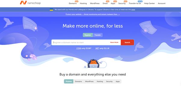 namecheap homepage ekran görüntüsü fotoğrafı